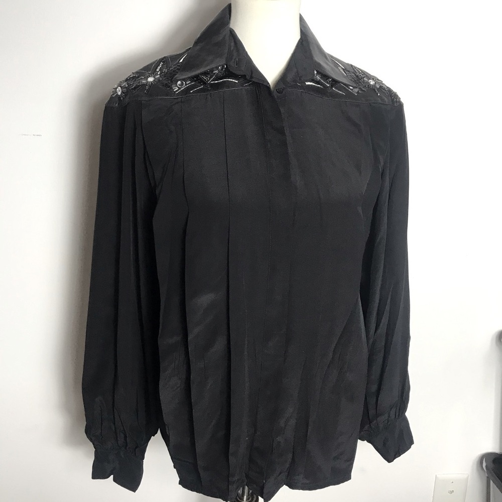 Vintage Silk Leather 70’s Blouse Shirt